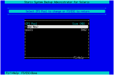 Configured ZFS Pools