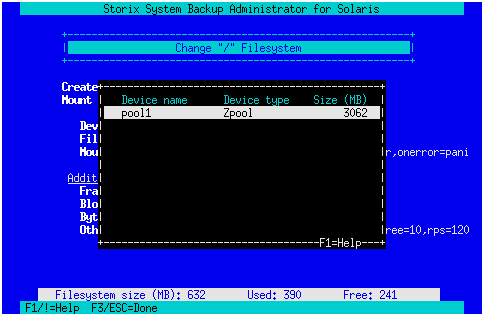 Select ZFS Pool