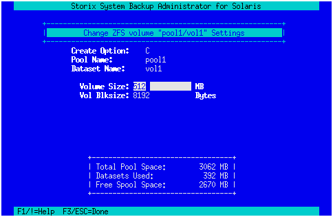 Configure ZFS Volume