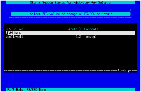 Configured ZFS Volumes