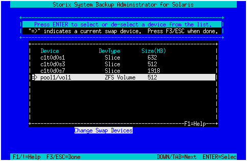 Configured Swap Devices